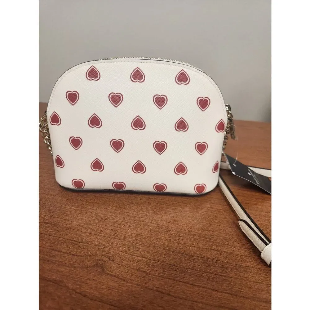 NWT Kate Spade Heart- Double Zip Crossbody- Milk Glass and red hearts (R)
